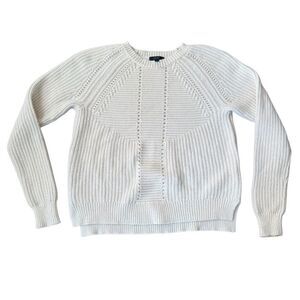 J. Crew Pointelle Sweater Wool Blend Cream White Medium